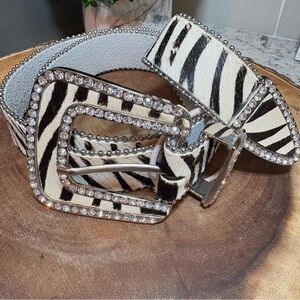 Rhinestone and Calf Hair Belt